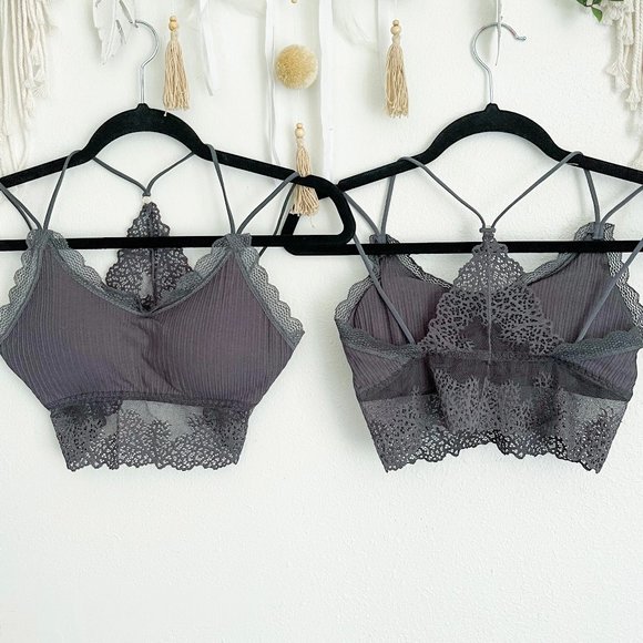 The House Of Gentry Other - GRAY Lace Racerback Bralette